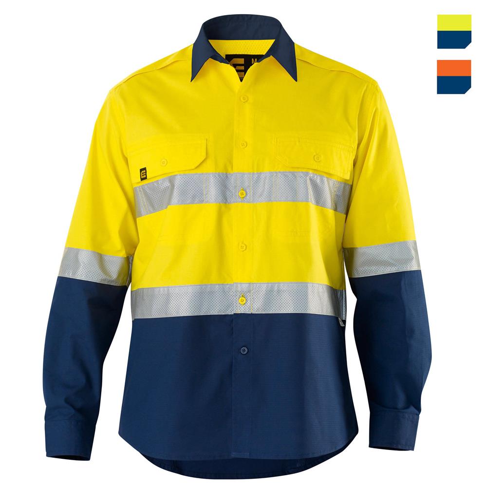 Shirt LS Cool Spliced 3MP Tape Yellow Navy Medium - ELEVEN ...
