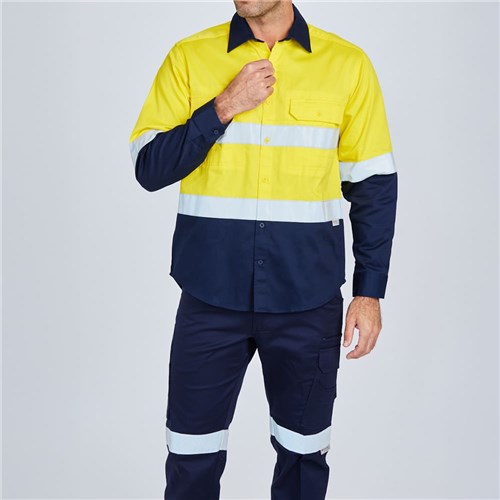 E1300ST Hi Vis Spliced Evolution Drill Shirt with Tape 