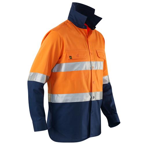 E1300ST Hi Vis Spliced Evolution Drill Shirt with Tape 