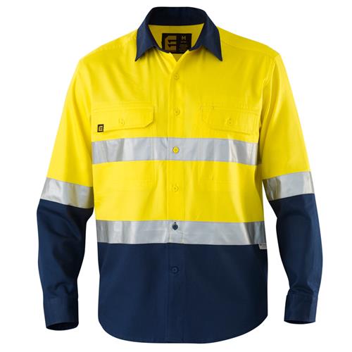 E1300ST Hi Vis Spliced Evolution Drill Shirt with Tape 