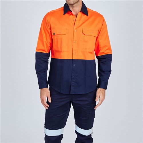 E1300S Hi Vis Spliced Evolution Drill Shirt 