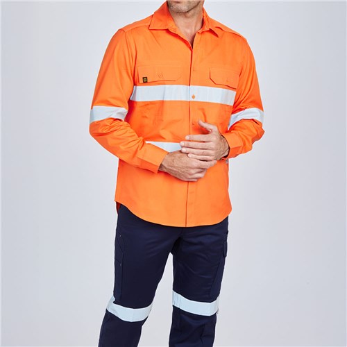 E1300T Hi Vis Orange Evolution Drill Shirt with Tape