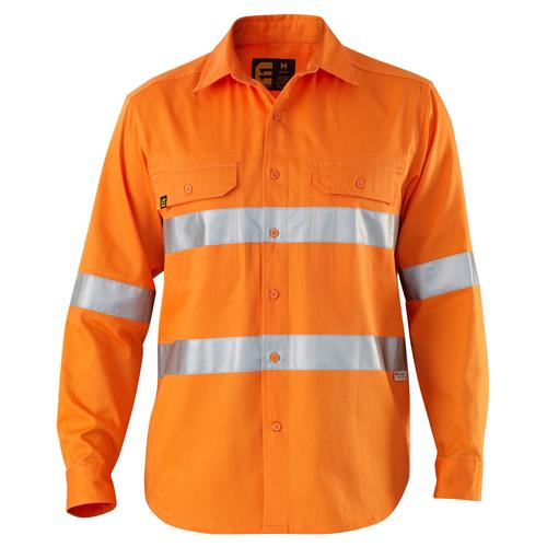 E1300T Hi Vis Orange Evolution Drill Shirt with Tape