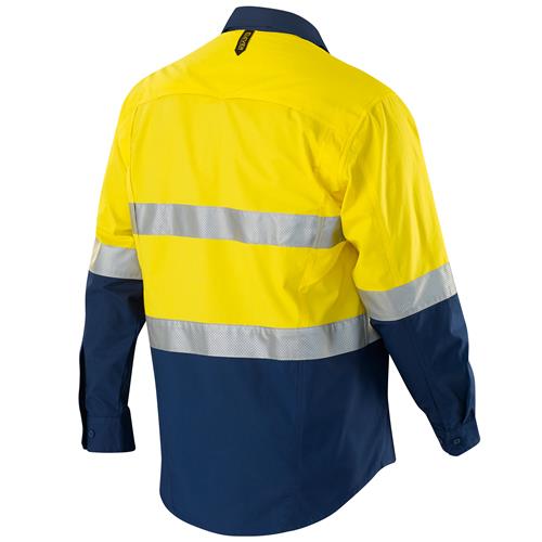 E1370ST Hi Vis Spliced AeroCool Shirt with Perforated Tape 