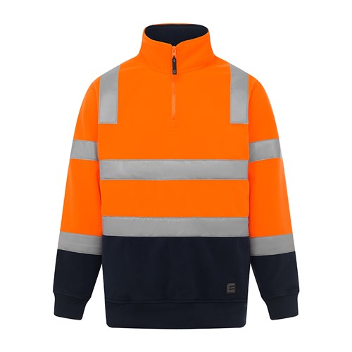Fleece QtrZip HTape Pullover - Hi Vis Orange Navy