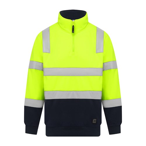 Fleece QtrZip HTape Pullover - Hi Vis Yellow Navy