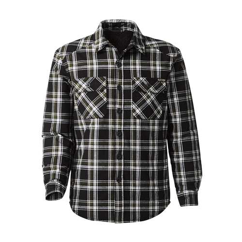 Quilted Flannel Shacket - Black/Olive Check