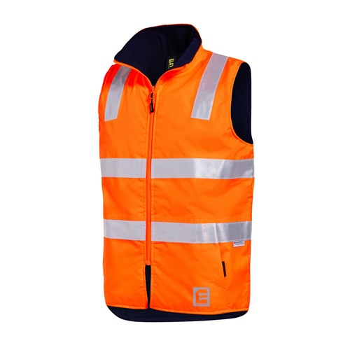 Hi-Vis Day/Night Taped Reversible Vest - Orange Navy