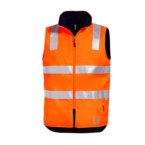 Hi-Vis Day/Night Taped Reversible Vest - Orange Navy