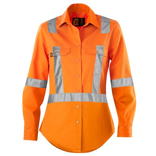 Women's Hi-Vis Drill Shirt with 3M 'X' Pattern Tape L/S