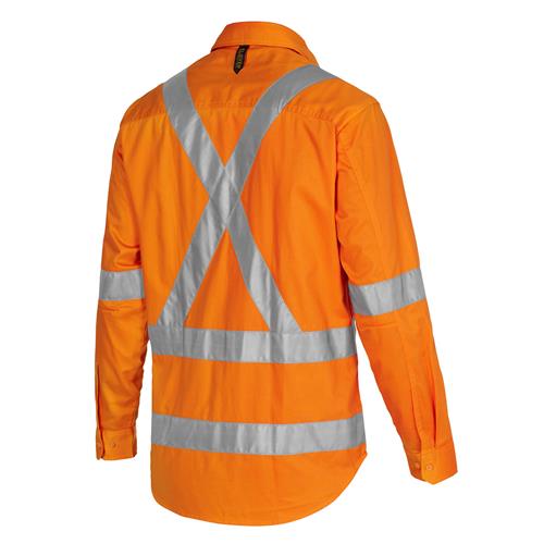 E1301T Hi Vis Long Sleeve Drill Shirt with 3M 'X' Pattern Tape