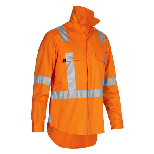 E1301T Hi Vis Long Sleeve Drill Shirt with 3M 'X' Pattern Tape