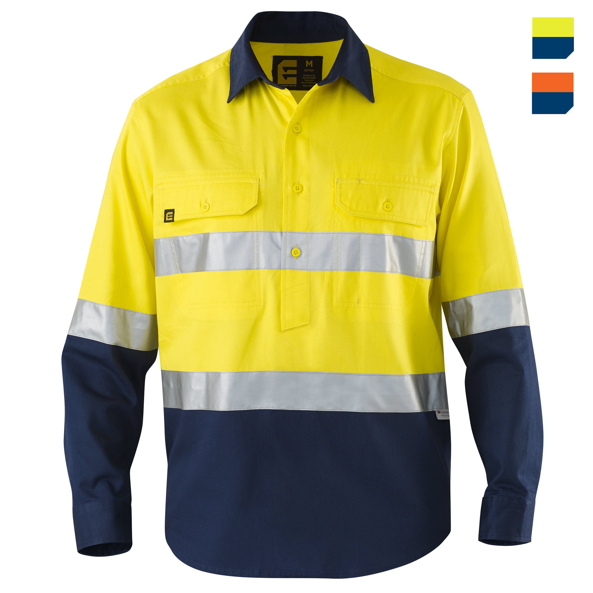 Closed front hi vis work shirts Clearance