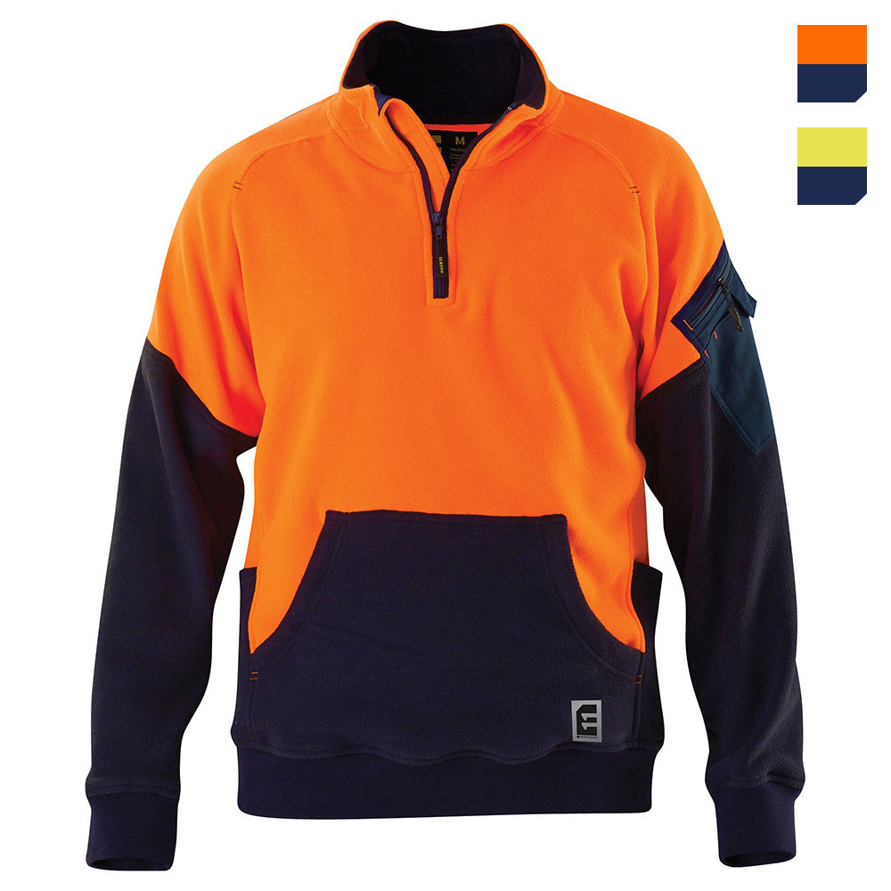Jumper Spliced 1/4 Zip Orange Navy 2XL - ELEVEN Workwear Jumper Spliced 1/4 Zip Orange Navy 2XL - ELEVEN Workwear
